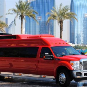 Big red party limo 30 passenger