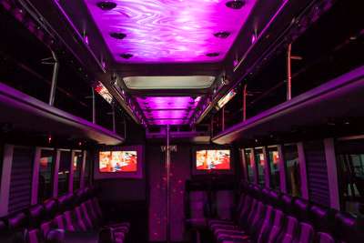 Interior shot of BIG TIME 40 passenger party bus in Las Vegas