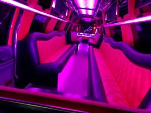 Interior shot of Big Red party bus